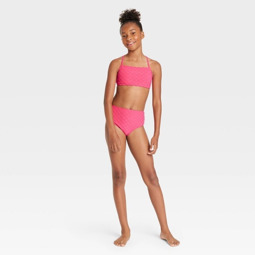 Art Class Girls Size XS 4/5 2 Pc Terry Darling Bikini Swimsuit Set in Pink 1181